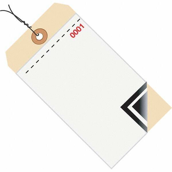 Made in USA - 6-1/4" High x 3-1/8" Long, Inventory, English Safety & Facility Numbered Tag - White & Manila Cardstock - Industrial Tool & Supply