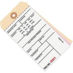 Made in USA - 6-1/4" High x 3-1/8" Long, Inventory, English Safety & Facility Numbered Tag - White & Manila Cardstock - Industrial Tool & Supply