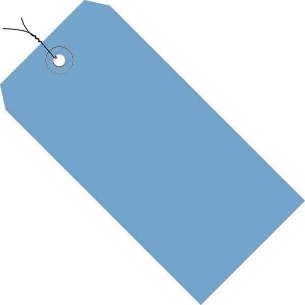 Made in USA - 5-1/4" High x 2-5/8" Long, Safety & Facility Blank Tag - Dark Blue Cardstock - Industrial Tool & Supply