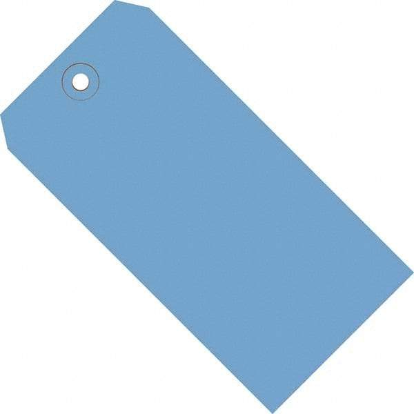 Made in USA - 3-3/4" High x 1-7/8" Long, Safety & Facility Blank Tag - Dark Blue Cardstock - Industrial Tool & Supply