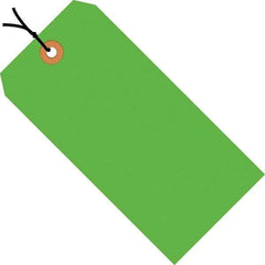 Made in USA - 2-3/4" High x 1-3/8" Long, Safety & Facility Blank Tag - Fluorescent Green Cardstock - Industrial Tool & Supply
