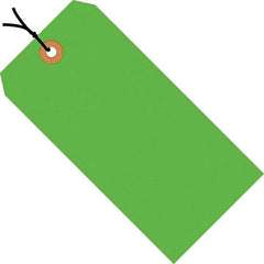 Made in USA - 3-3/4" High x 1-7/8" Long, Safety & Facility Blank Tag - Fluorescent Green Cardstock - Industrial Tool & Supply