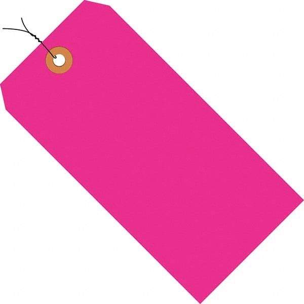Made in USA - 2-3/4" High x 1-3/8" Long, Safety & Facility Blank Tag - Fluorescent Pink Cardstock - Industrial Tool & Supply