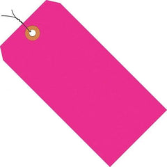 Made in USA - 2-3/4" High x 1-3/8" Long, Safety & Facility Blank Tag - Fluorescent Pink Cardstock - Industrial Tool & Supply