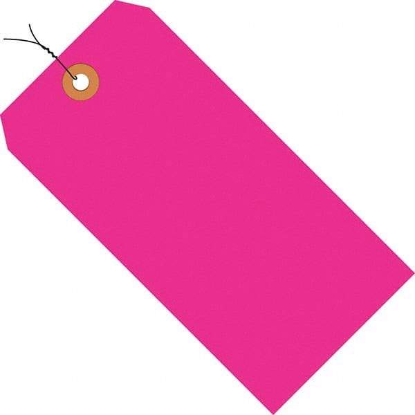 Made in USA - 5-1/4" High x 2-5/8" Long, Safety & Facility Blank Tag - Fluorescent Pink Cardstock - Industrial Tool & Supply