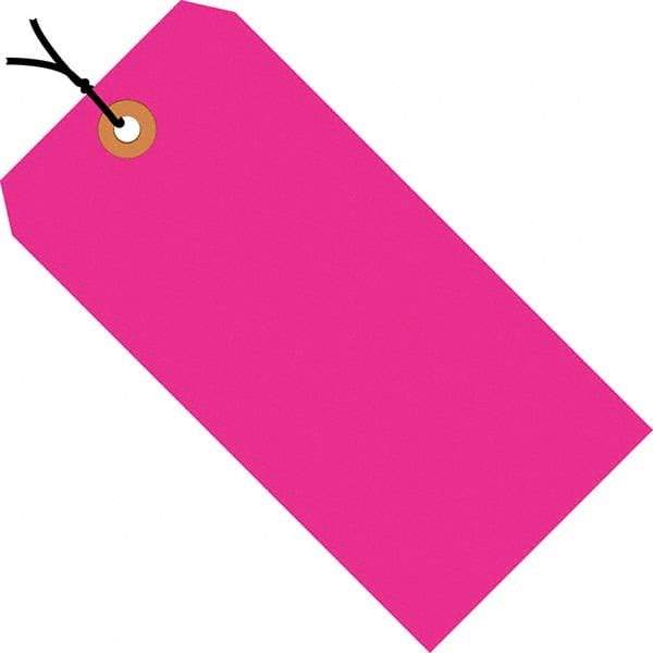 Made in USA - 2-3/4" High x 1-3/8" Long, Safety & Facility Blank Tag - Fluorescent Pink Cardstock - Industrial Tool & Supply