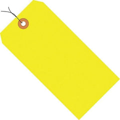 Made in USA - 4-1/4" High x 2-1/8" Long, Safety & Facility Blank Tag - Fluorescent Yellow Cardstock - Industrial Tool & Supply