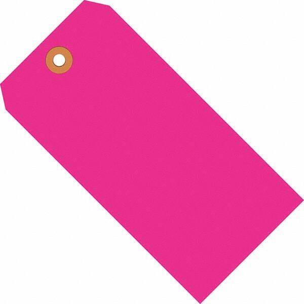 Made in USA - 5-1/4" High x 2-5/8" Long, Safety & Facility Blank Tag - Fluorescent Pink Cardstock - Industrial Tool & Supply