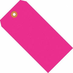 Made in USA - 5-1/4" High x 2-5/8" Long, Safety & Facility Blank Tag - Fluorescent Pink Cardstock - Industrial Tool & Supply