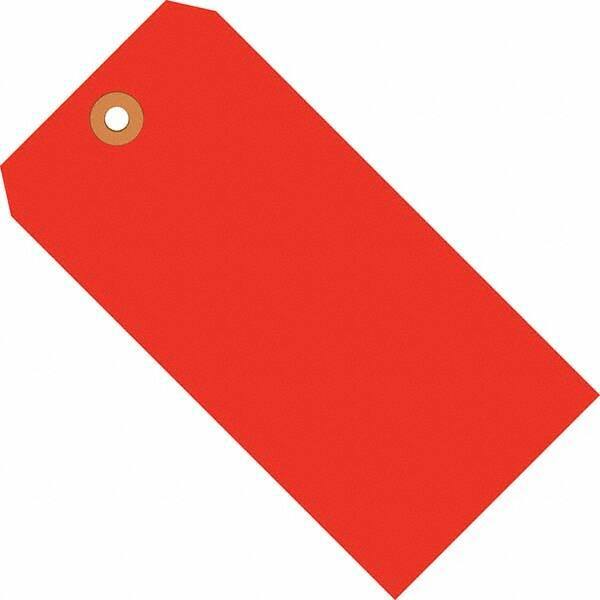 Made in USA - 5-3/4" High x 2-7/8" Long, Safety & Facility Blank Tag - Fluorescent Red Cardstock - Industrial Tool & Supply