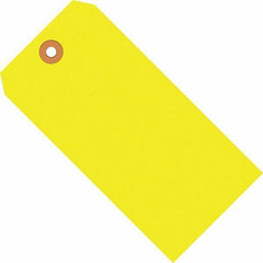 Made in USA - 5-1/4" High x 2-5/8" Long, Safety & Facility Blank Tag - Fluorescent Yellow Cardstock - Industrial Tool & Supply