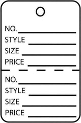 Made in USA - 1-3/4" High x 2-7/8" Long, General Information, English Safety & Facility Retail Tag - White Cardstock - Industrial Tool & Supply
