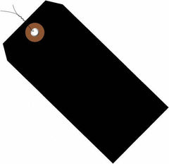 Made in USA - 6-1/4" High x 3-1/8" Long, Safety & Facility Blank Tag - Black Vinyl - Industrial Tool & Supply