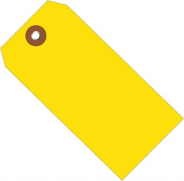 Made in USA - 6-1/4" High x 3-1/8" Long, Safety & Facility Blank Tag - Yellow Vinyl - Industrial Tool & Supply