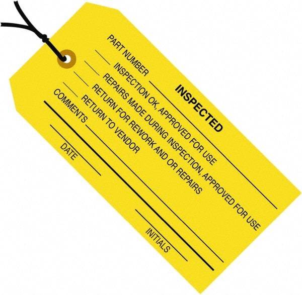 Made in USA - 4-3/4" High x 2-3/8" Long, Safety & Facility Blank Tag - Yellow Cardstock - Industrial Tool & Supply