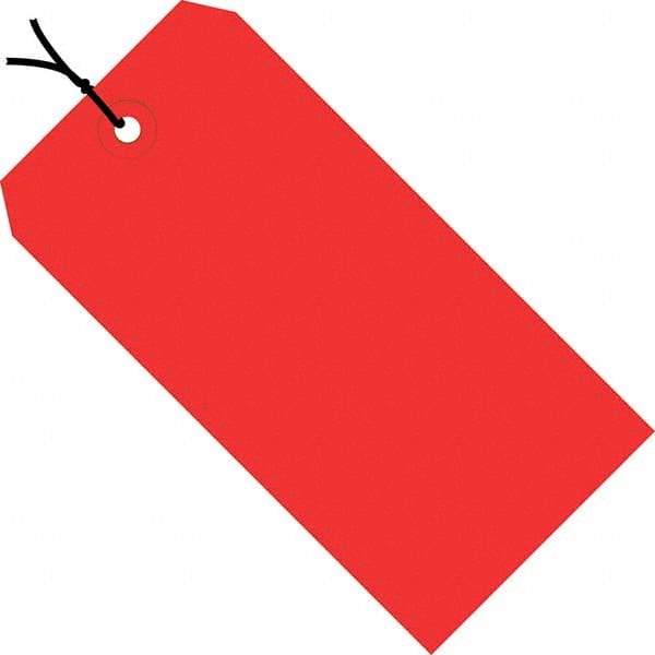 Made in USA - 4-3/4" High x 2-3/8" Long, Safety & Facility Blank Tag - Red Cardstock - Industrial Tool & Supply