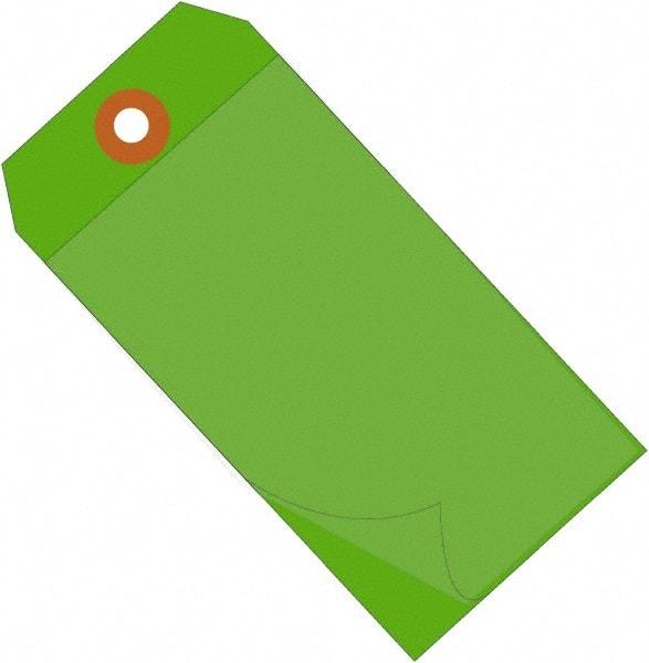 Made in USA - 4-3/4" High x 2-3/8" Long, Safety & Facility Blank Tag - Green Vinyl - Industrial Tool & Supply