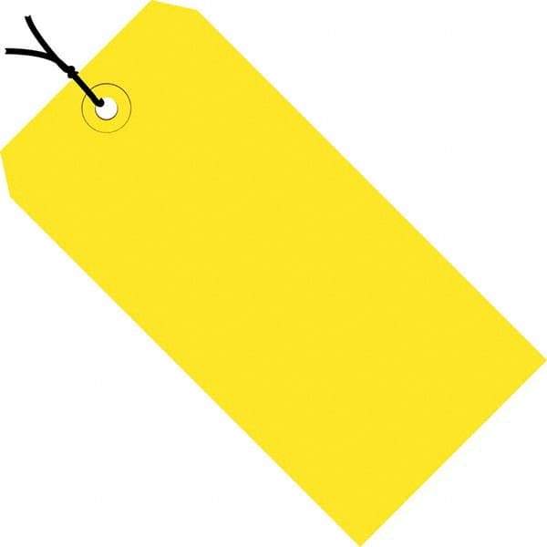 Made in USA - 4-3/4" High x 2-3/8" Long, Safety & Facility Blank Tag - Yellow Cardstock - Industrial Tool & Supply