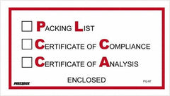 Value Collection - 1,000 Piece, 5-1/2" Long x 10" Wide, Packing List Envelope - Packing List/Certificate of Compliance/Certificate of Analysis Enclosed, Red/Black - Industrial Tool & Supply