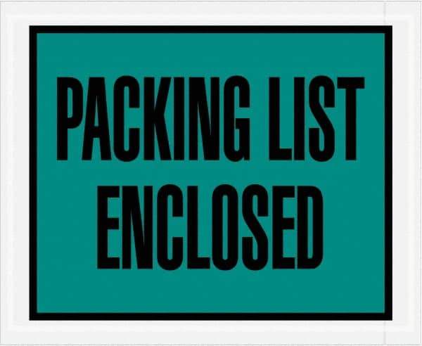 Value Collection - 1,000 Piece, 4-1/2" Long x 5-1/2" Wide, Packing List Envelope - Packing List Enclosed, Green - Industrial Tool & Supply
