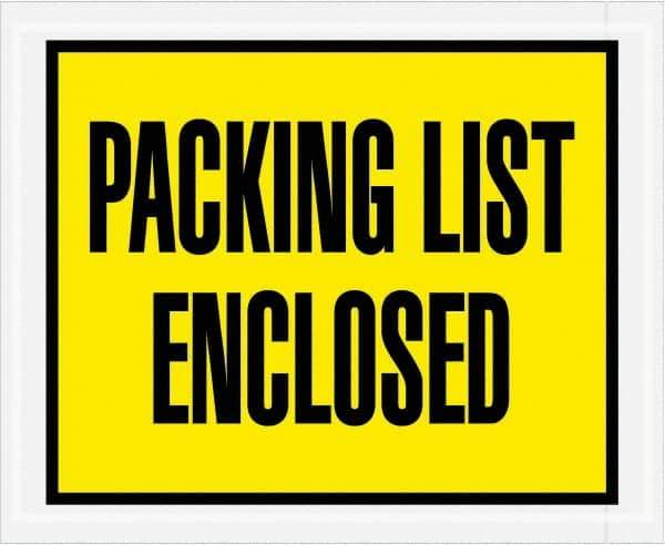 Value Collection - 1,000 Piece, 4-1/2" Long x 5-1/2" Wide, Packing List Envelope - Packing List Enclosed, Yellow - Industrial Tool & Supply