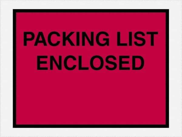 Value Collection - 1,000 Piece, 4-1/2" Long x 6" Wide, Packing List Envelope - Packing List Enclosed, Red - Industrial Tool & Supply