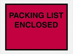 Value Collection - 1,000 Piece, 4-1/2" Long x 6" Wide, Packing List Envelope - Packing List Enclosed, Red - Industrial Tool & Supply
