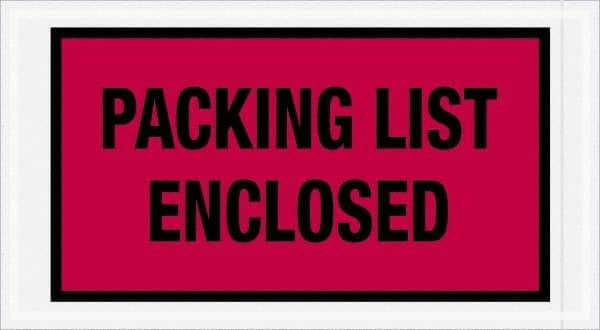 Value Collection - 1,000 Piece, 5-1/2" Long x 10" Wide, Packing List Envelope - Packing List Enclosed, Red - Industrial Tool & Supply