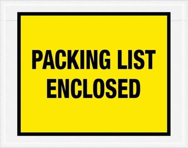 Value Collection - 1,000 Piece, 7" Long x 5-1/2" Wide, Packing List Envelope - Packing List Enclosed, Yellow - Industrial Tool & Supply