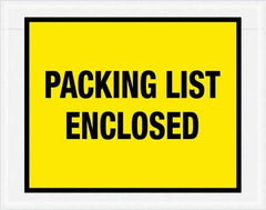 Value Collection - 1,000 Piece, 7" Long x 5-1/2" Wide, Packing List Envelope - Packing List Enclosed, Yellow - Industrial Tool & Supply