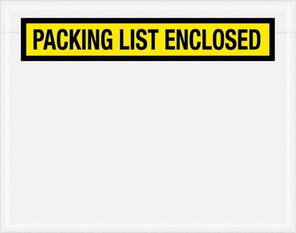 Value Collection - 1,000 Piece, 7" Long x 5-1/2" Wide, Packing List Envelope - Packing List Enclosed, Yellow - Industrial Tool & Supply