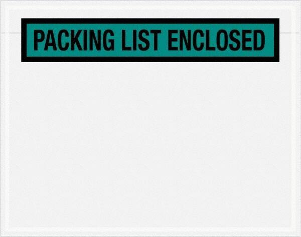 Value Collection - 1,000 Piece, 7" Long x 5-1/2" Wide, Packing List Envelope - Packing List Enclosed, Green - Industrial Tool & Supply