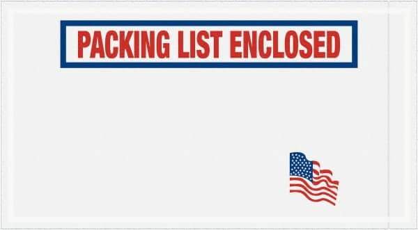 Value Collection - 1,000 Piece, 5-1/2" Long x 10" Wide, Packing List Envelope - Packing List Enclosed, Red, White & Blue - Industrial Tool & Supply