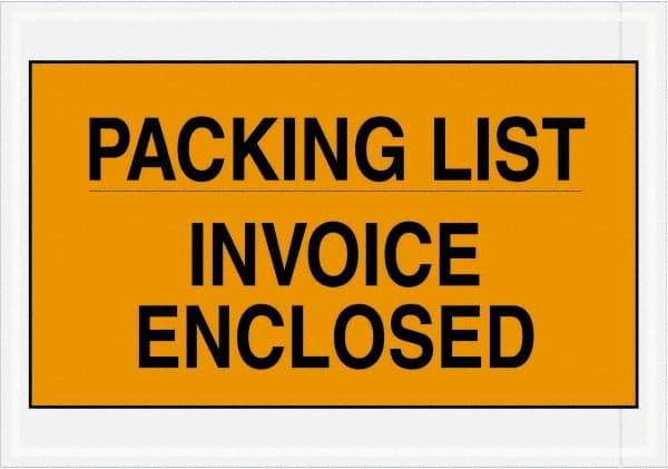 Value Collection - 1,000 Piece, 7" Long x 10" Wide, Packing List Envelope - Packing List/Invoice Enclosed, Orange - Industrial Tool & Supply