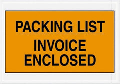 Value Collection - 1,000 Piece, 7" Long x 10" Wide, Packing List Envelope - Packing List/Invoice Enclosed, Orange - Industrial Tool & Supply