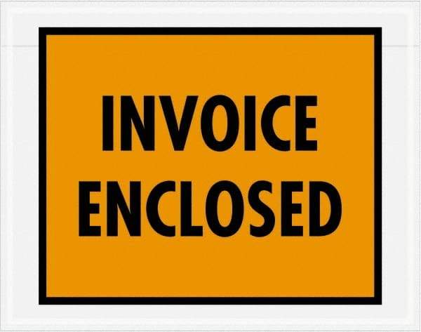 Value Collection - 1,000 Piece, 7" Long x 5-1/2" Wide, Packing List Envelope - Invoice Enclosed, Orange - Industrial Tool & Supply
