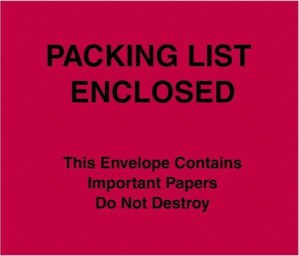Value Collection - 1,000 Piece, 7" Long x 6" Wide, Packing List Envelope - Packing List Enclosed, Red - Industrial Tool & Supply
