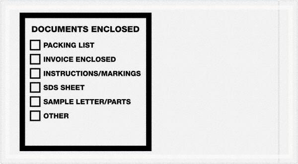 Value Collection - 1,000 Piece, 5-1/2" Long x 10" Wide, Packing List Envelope - Documents Enclosed, Printed & Clear - Industrial Tool & Supply