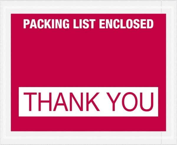 Value Collection - 1,000 Piece, 4-1/2" Long x 5-1/2" Wide, Packing List Envelope - Packing List Enclosed - Thank You, Red - Industrial Tool & Supply
