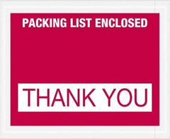 Value Collection - 1,000 Piece, 4-1/2" Long x 5-1/2" Wide, Packing List Envelope - Packing List Enclosed - Thank You, Red - Industrial Tool & Supply
