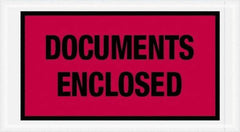 Value Collection - 1,000 Piece, 5-1/2" Long x 10" Wide, Packing List Envelope - Documents Enclosed, Red - Industrial Tool & Supply