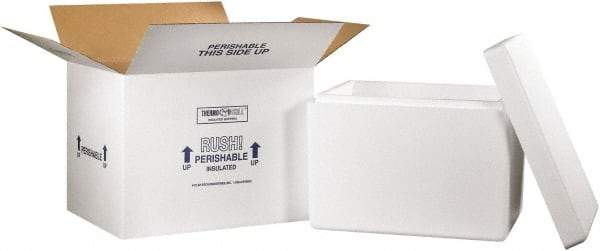 Made in USA - 15-1/2" Wide x 21-1/4" Long x 15-1/2" High Rectangle Insulated Box - 1 Wall, White - Industrial Tool & Supply