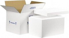 Made in USA - 12" Wide x 19" Long x 12-1/2" High Rectangle Insulated Box - 1 Wall, White - Industrial Tool & Supply