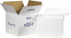 Made in USA - 11-3/4" Wide x 13-3/4" Long x 11-7/8" High Rectangle Insulated Box - 1 Wall, White - Industrial Tool & Supply