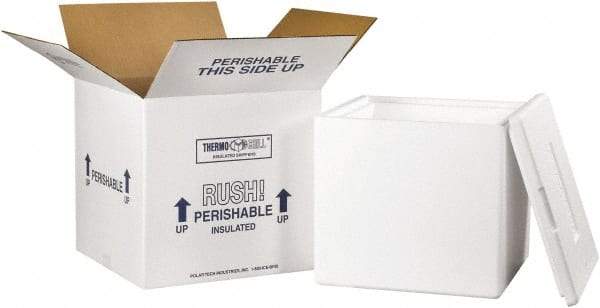 Made in USA - 13" Wide x 13" Long x 12-1/2" High Rectangle Insulated Box - 1 Wall, White - Industrial Tool & Supply