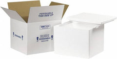 Made in USA - 10" Wide x 12" Long x 9" High Rectangle Insulated Box - 1 Wall, White - Industrial Tool & Supply