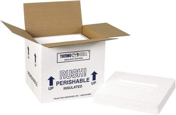Made in USA - 8-1/4" Wide x 10-1/2" Long x 9-1/4" High Rectangle Insulated Box - 1 Wall, White - Industrial Tool & Supply