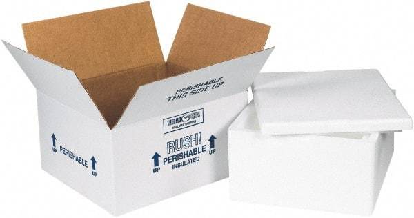 Made in USA - 10" Wide x 12" Long x 5" High Rectangle Insulated Box - 1 Wall, White - Industrial Tool & Supply
