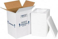 Made in USA - 6" Wide x 8" Long x 12" High Rectangle Insulated Box - 1 Wall, White - Industrial Tool & Supply