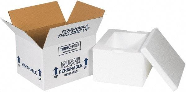 Made in USA - 6" Wide x 8" Long x 4-1/8" High Rectangle Insulated Box - 1 Wall, White - Industrial Tool & Supply